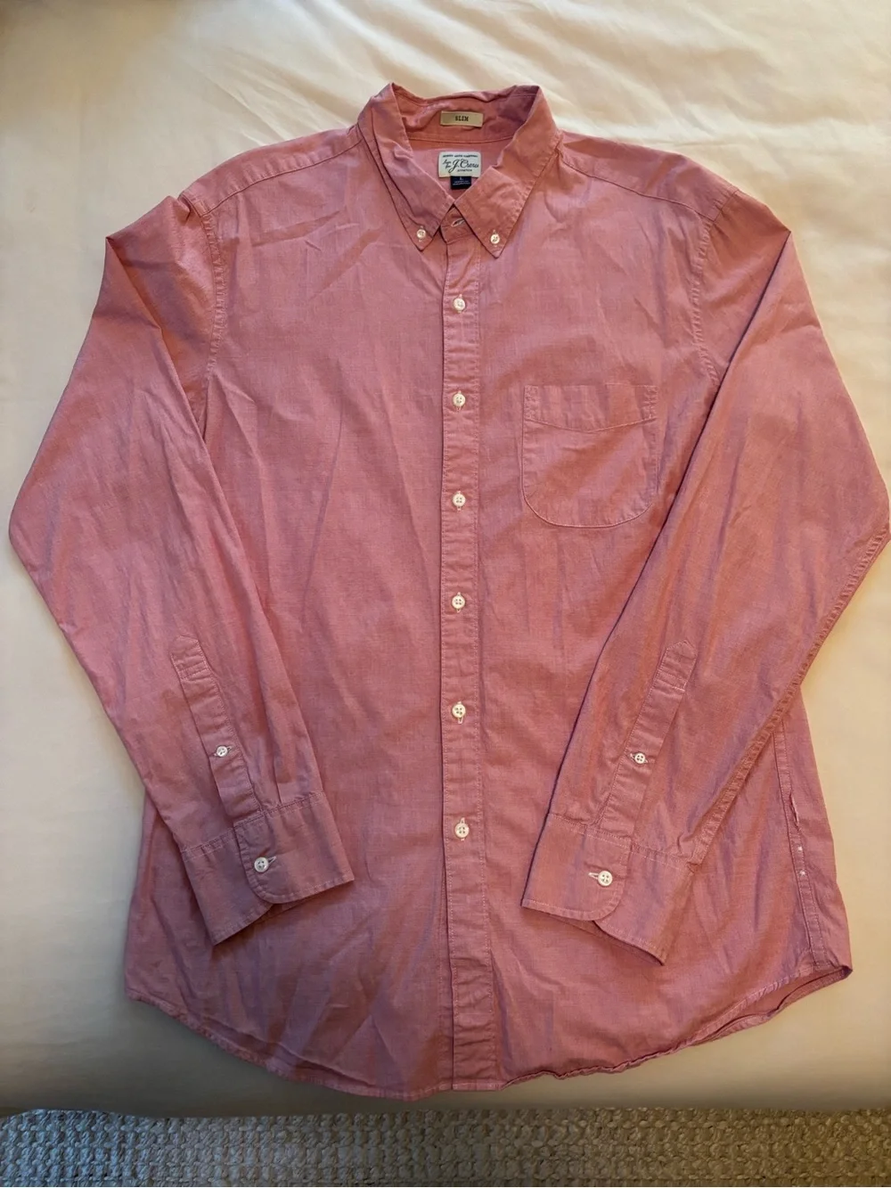 J. Crew Men's Long-Sleeve Button-Down Shirt in Rose Pink